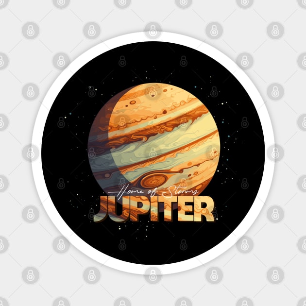 Jupiter Planet Logo, Space Cosmos Solar System Art Magnet by Moonfarer